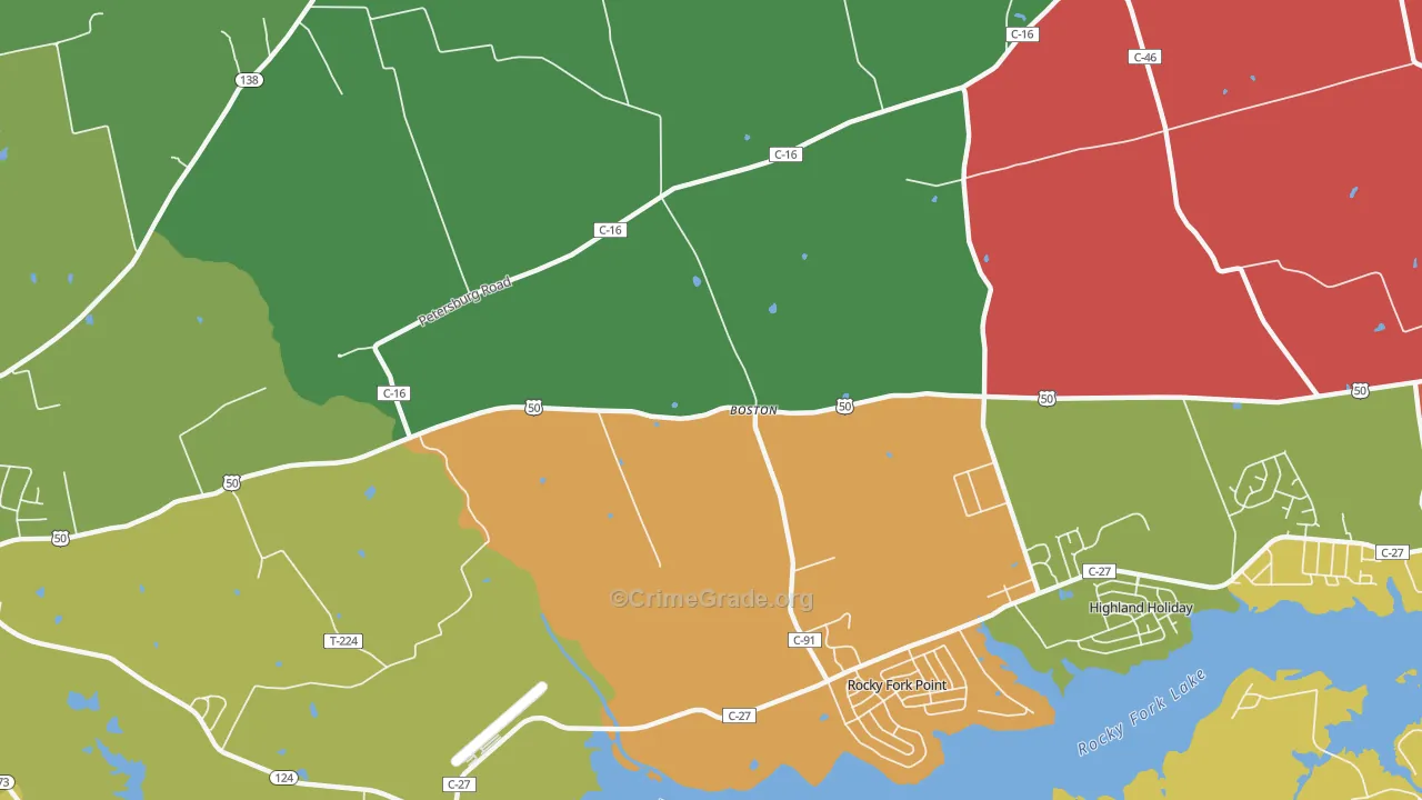 Boston, OH Map of Assault Rates