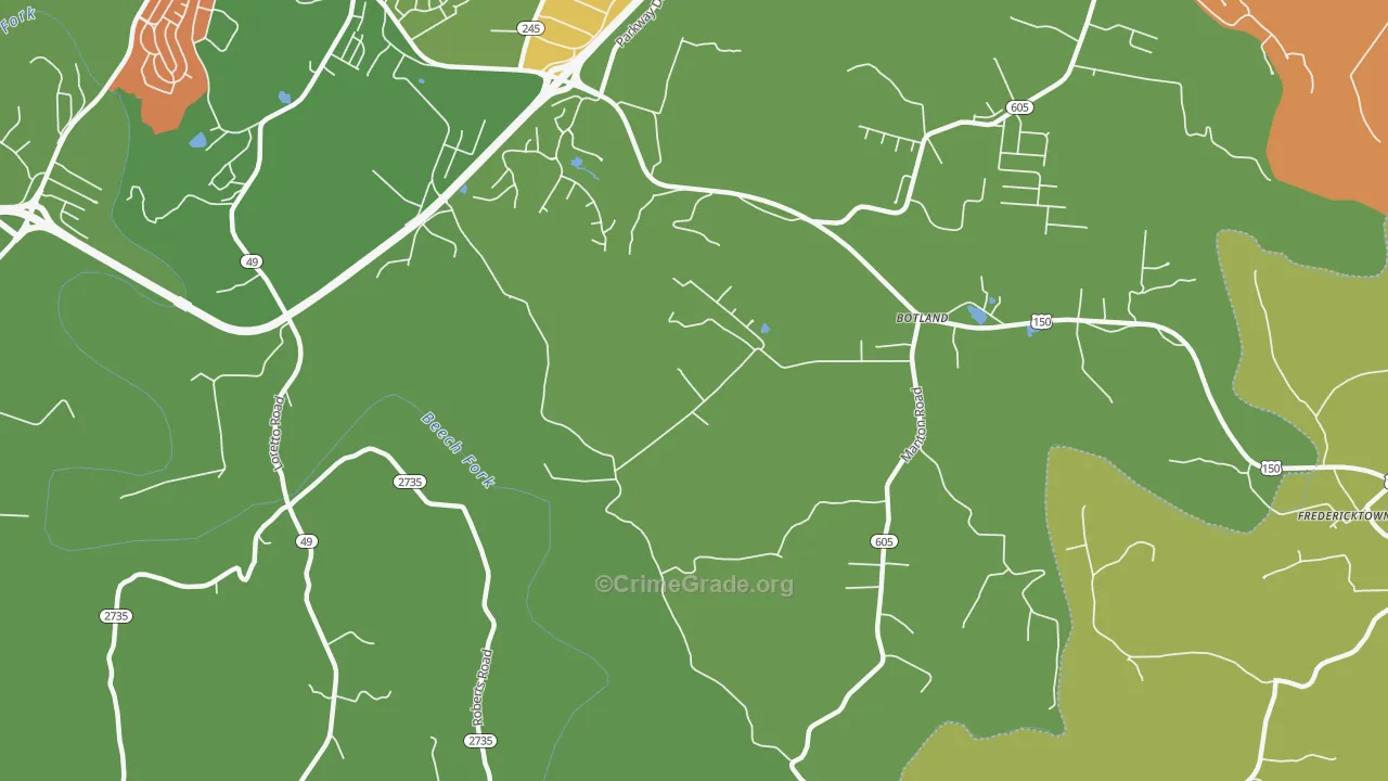 Botland, KY Map of Assault Rates