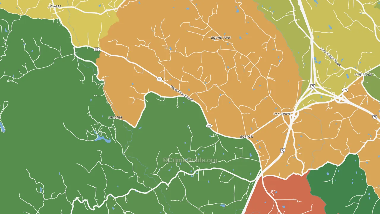 Bottom, NC Map of Assault Rates