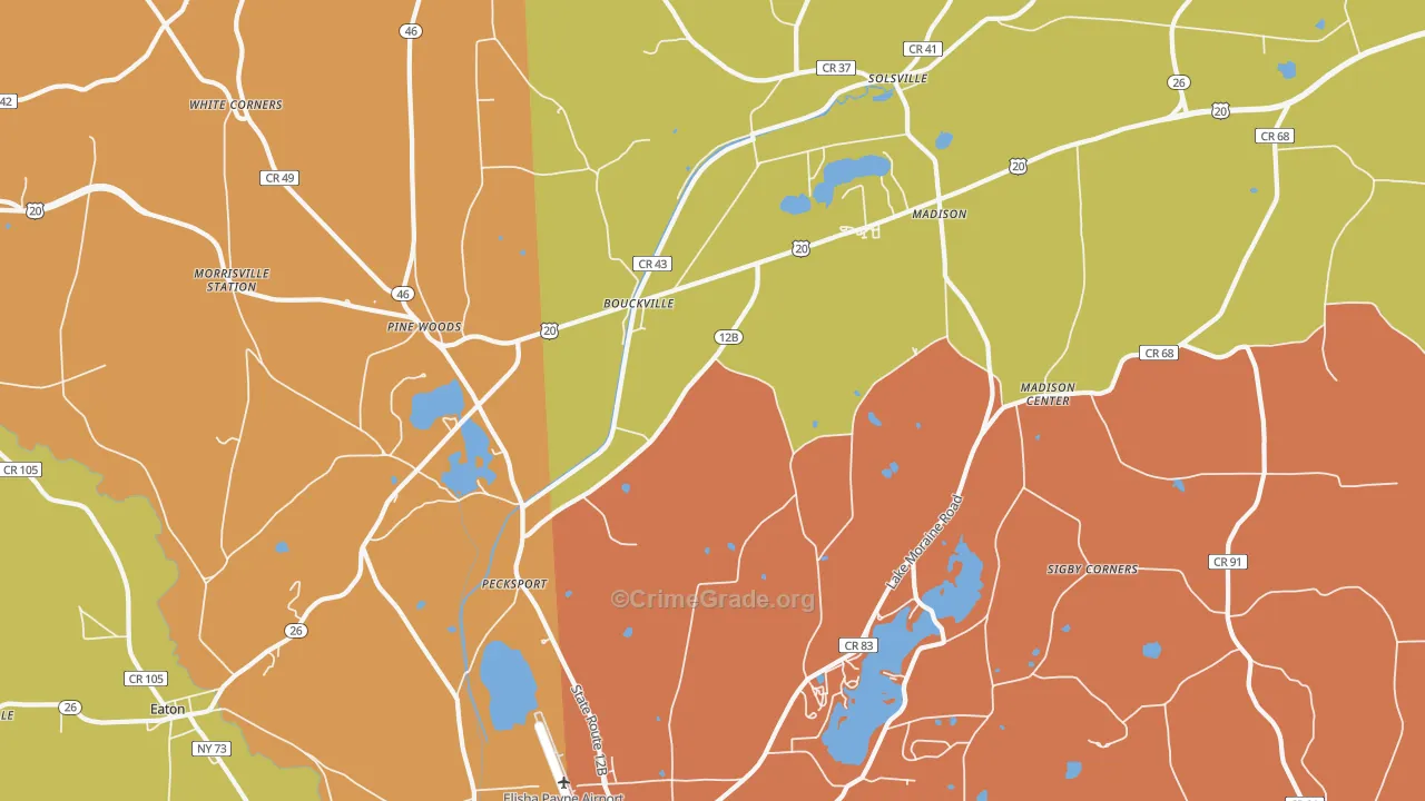 Bouckville, NY Map of Assault Rates