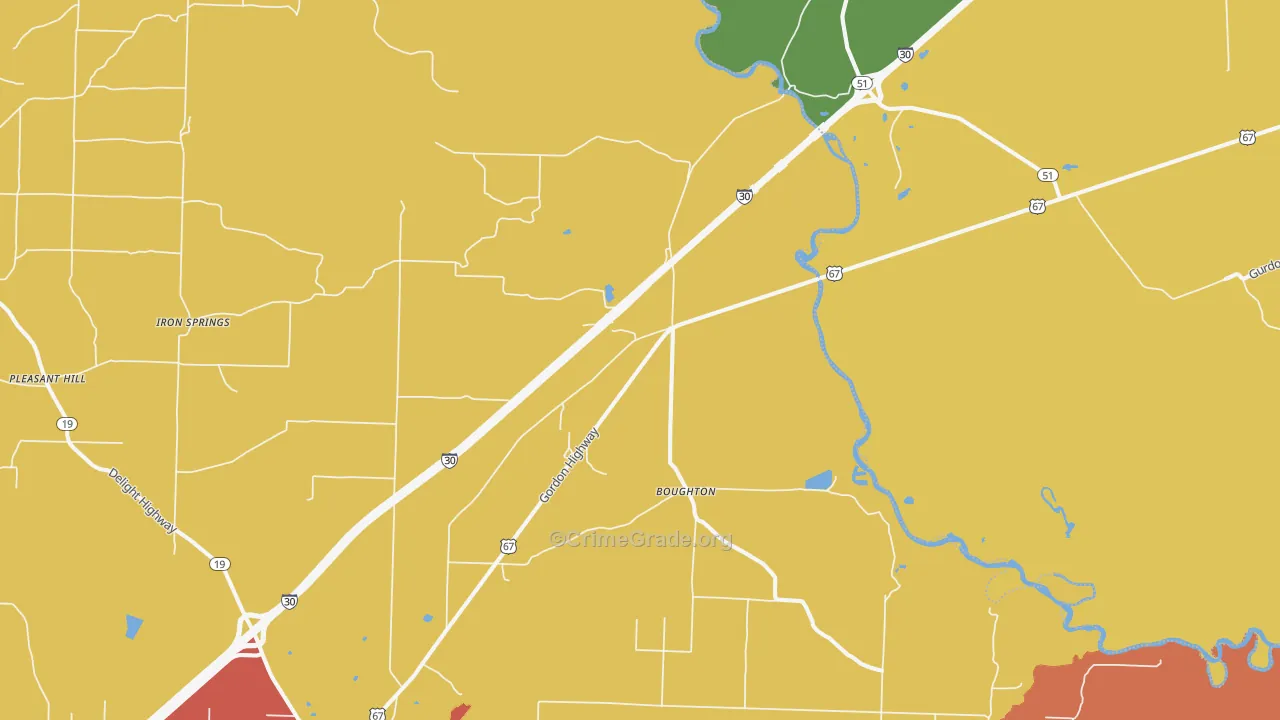 Boughton, AR Map of Assault Rates
