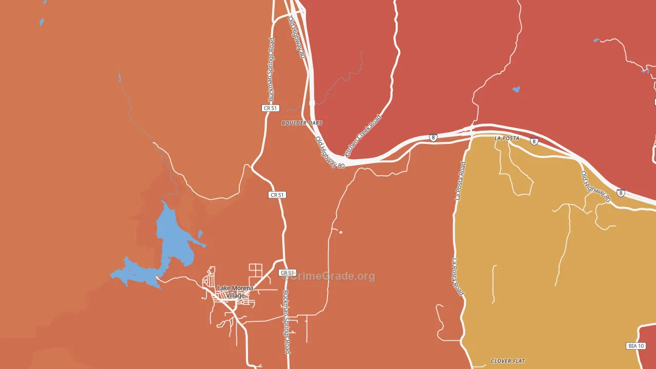 Boulder Oaks, CA Map of Assault Rates