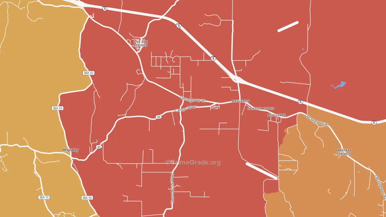 Boulevard, CA Map of Assault Rates