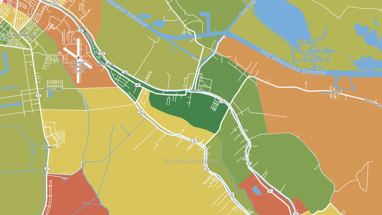 Bourg, LA Map of Assault Rates