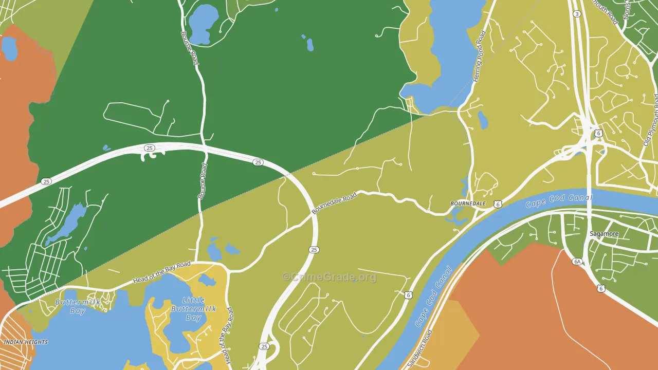 Bournedale, MA Map of Assault Rates