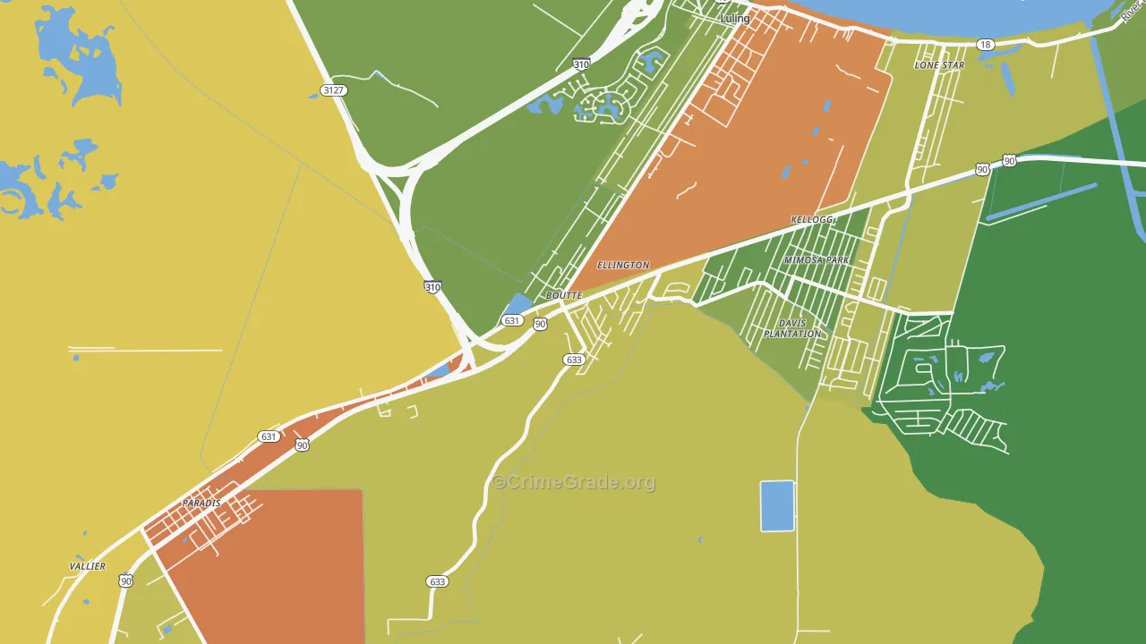 Boutte, LA Map of Assault Rates