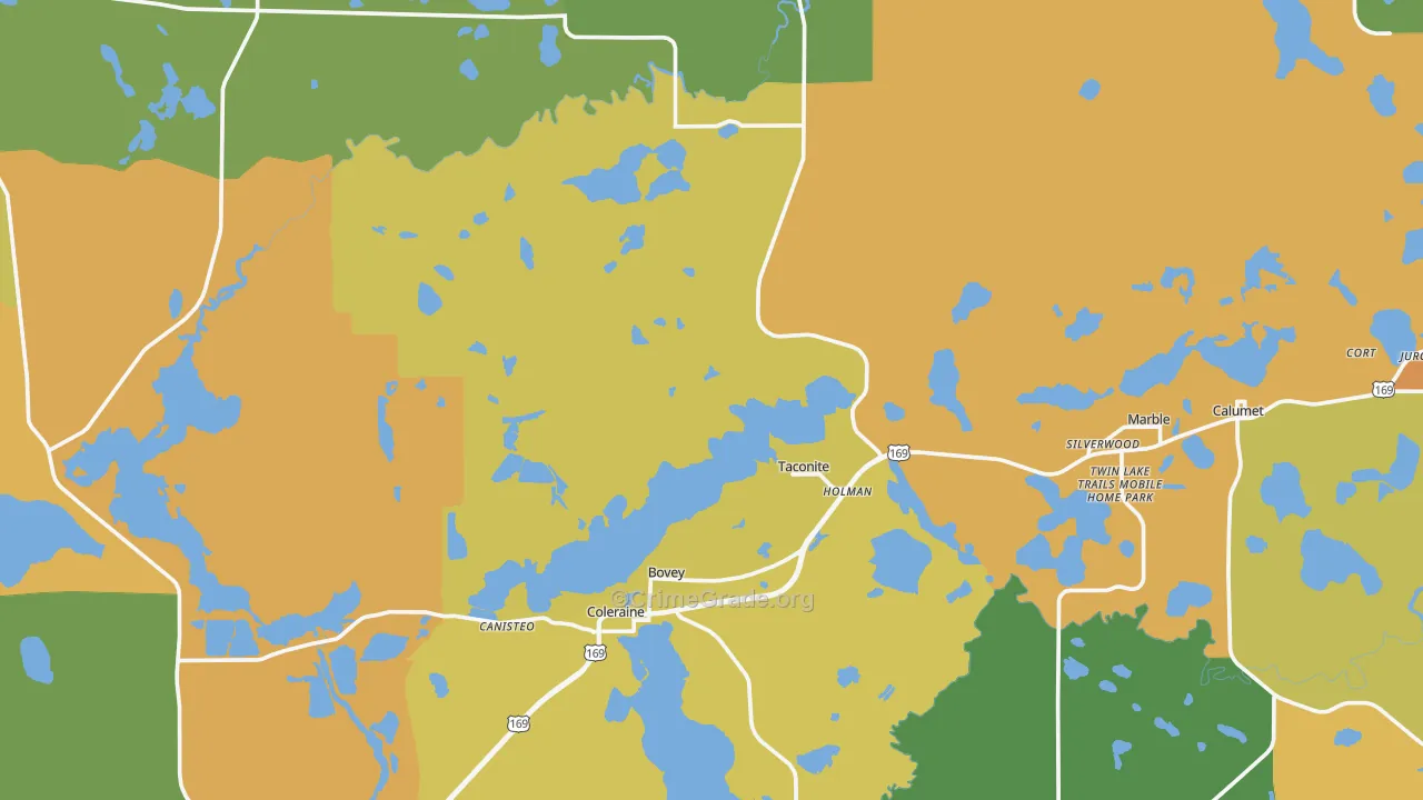 Bovey, MN Map of Assault Rates