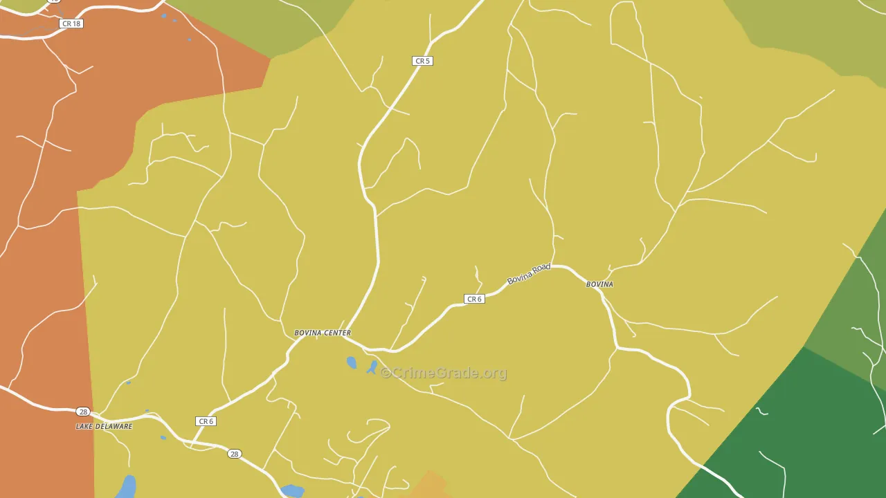 Bovina Center, NY Map of Assault Rates