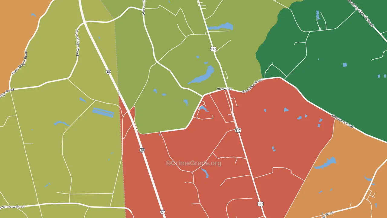 Bowdens, NC Map of Assault Rates