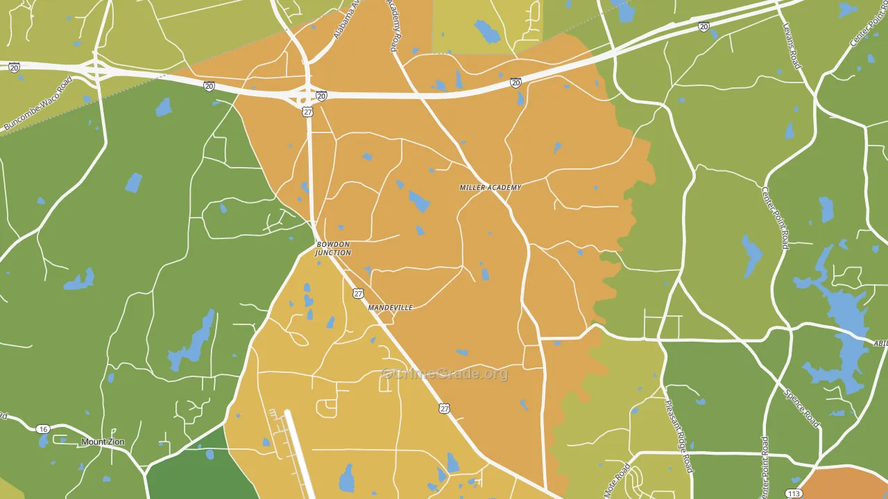 Bowdon Junction, GA Map of Assault Rates