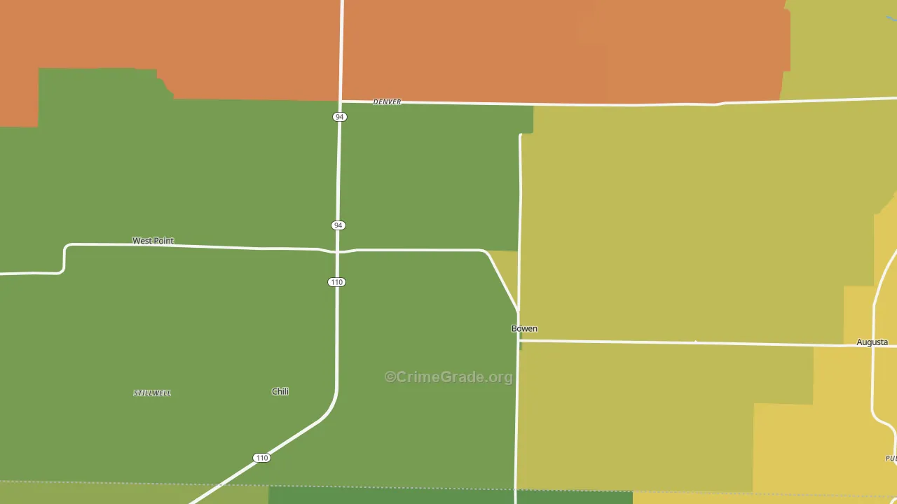 Bowen, IL Map of Assault Rates