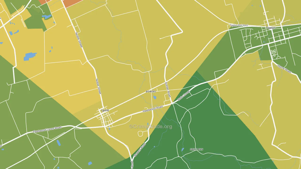 Bowers, PA Map of Assault Rates
