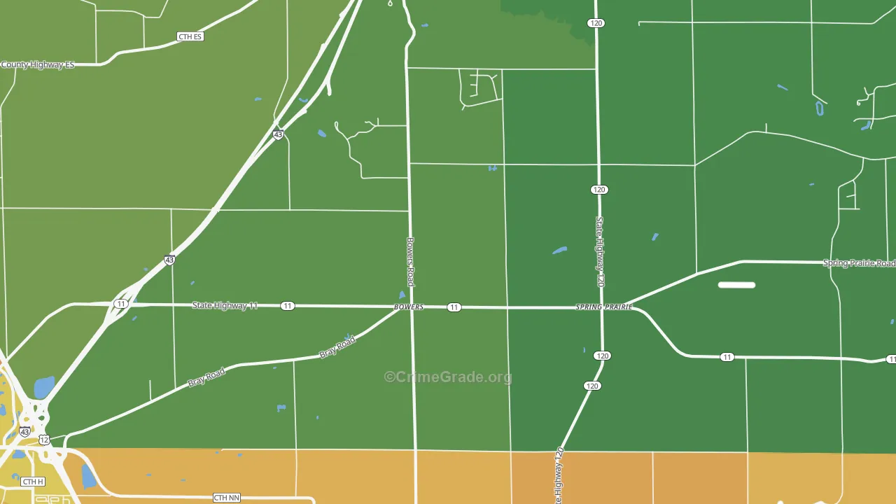 Bowers, WI Map of Assault Rates