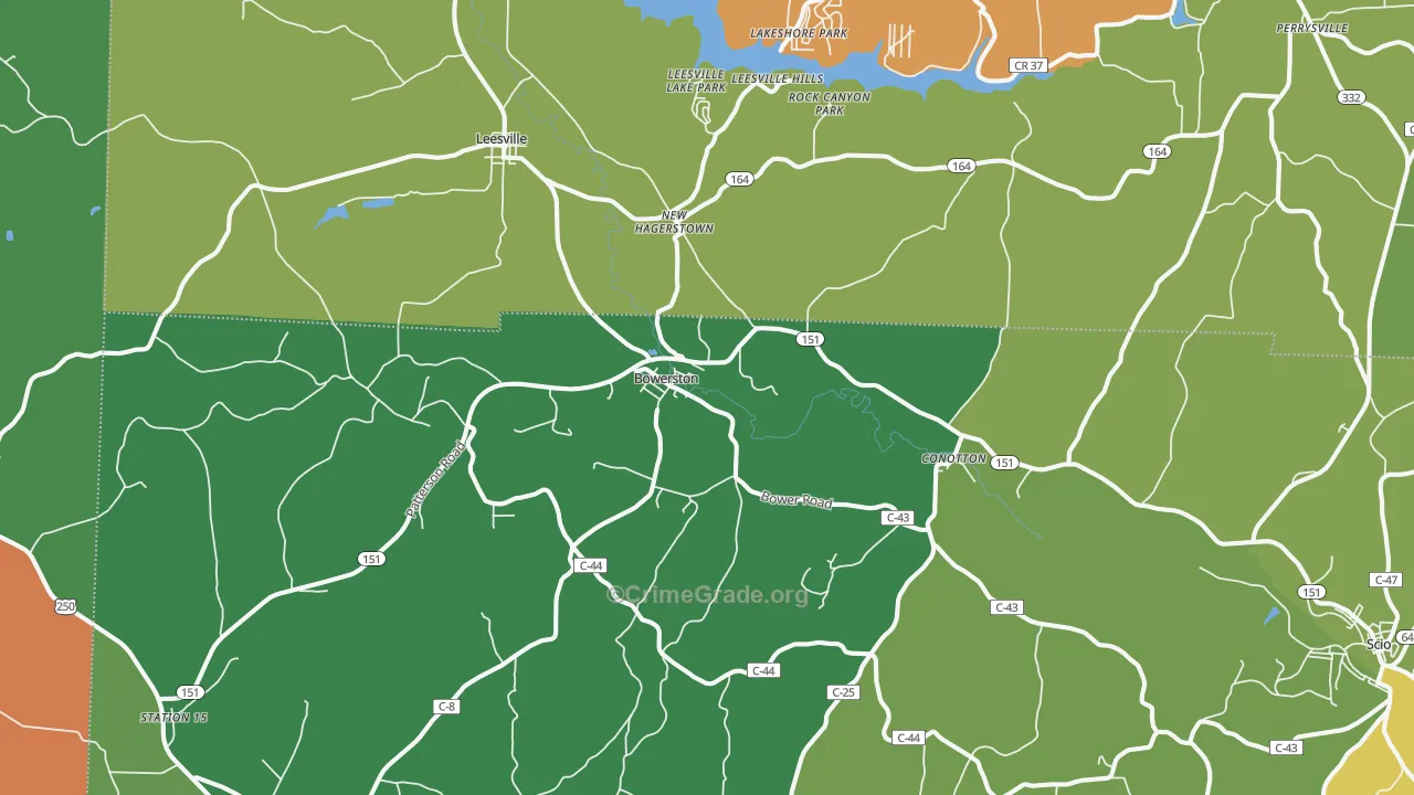 Bowerston, OH Map of Assault Rates