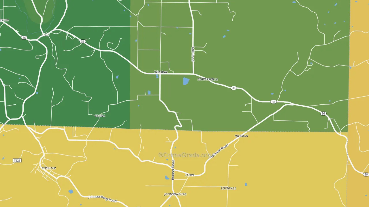 Bowersville, PA Map of Assault Rates