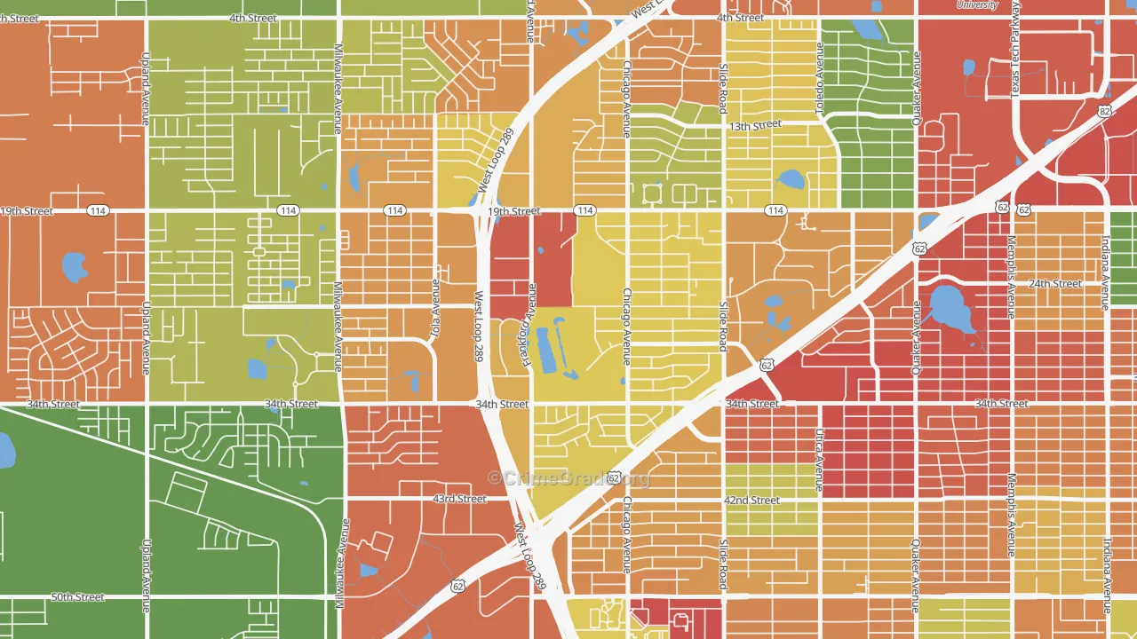 Bowie, Lubbock, TX Map of Assault Rates