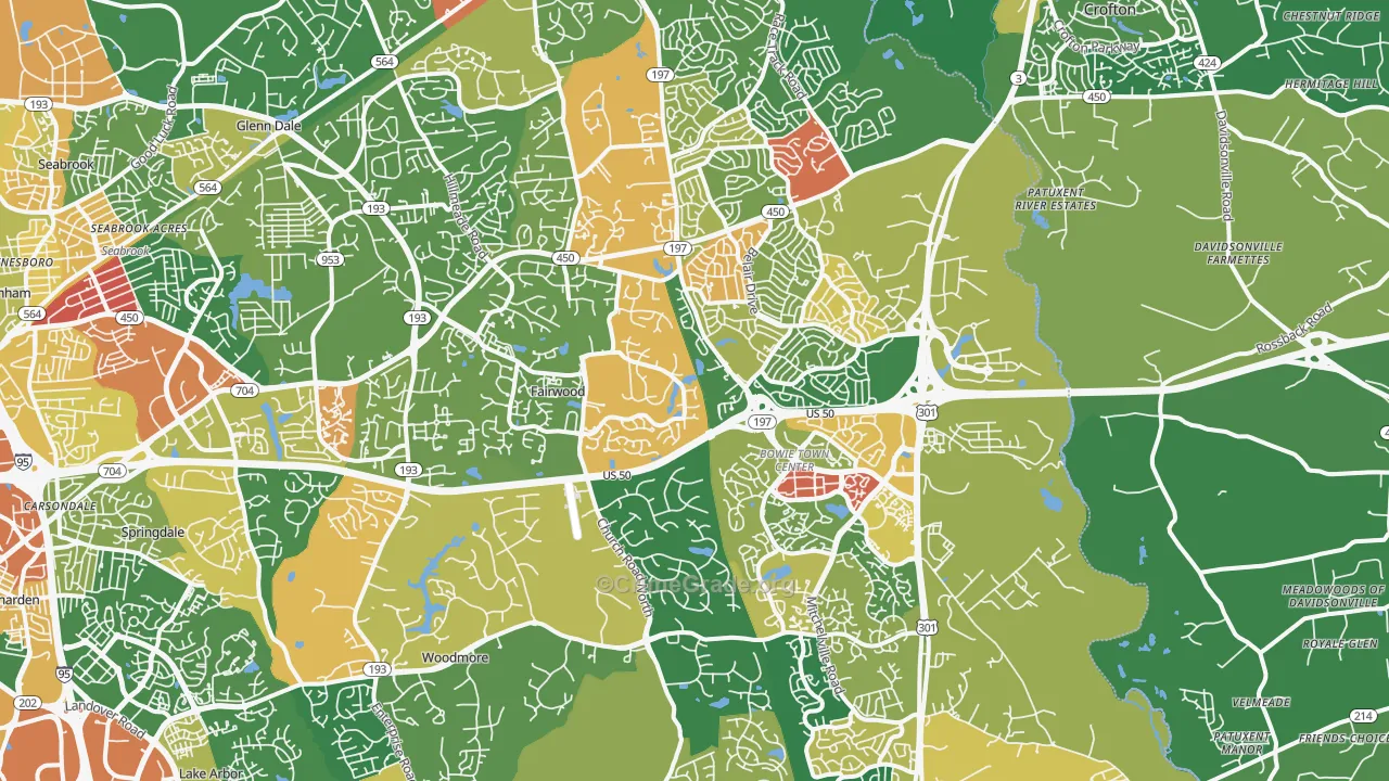 Bowie, MD Map of Assault Rates