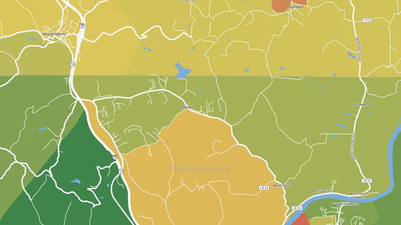 Bowlby, WV Map of Assault Rates