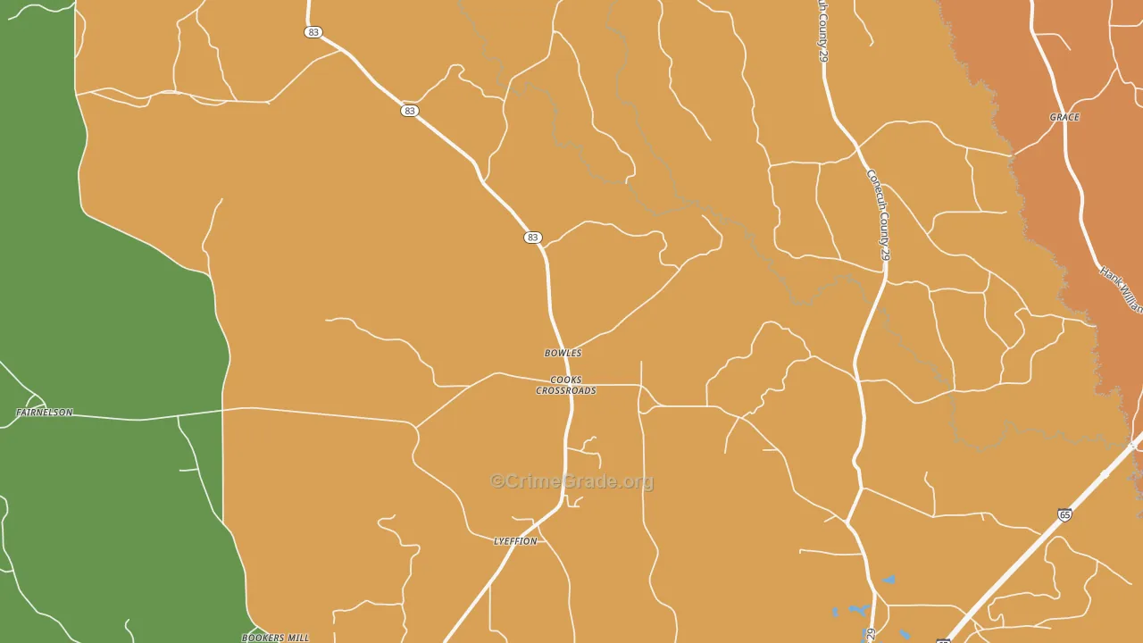 Bowles, AL Map of Assault Rates