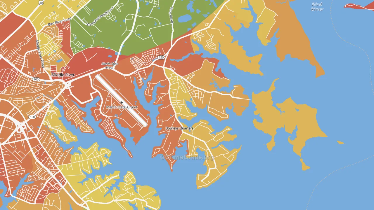 Bowleys Quarters, MD Map of Assault Rates