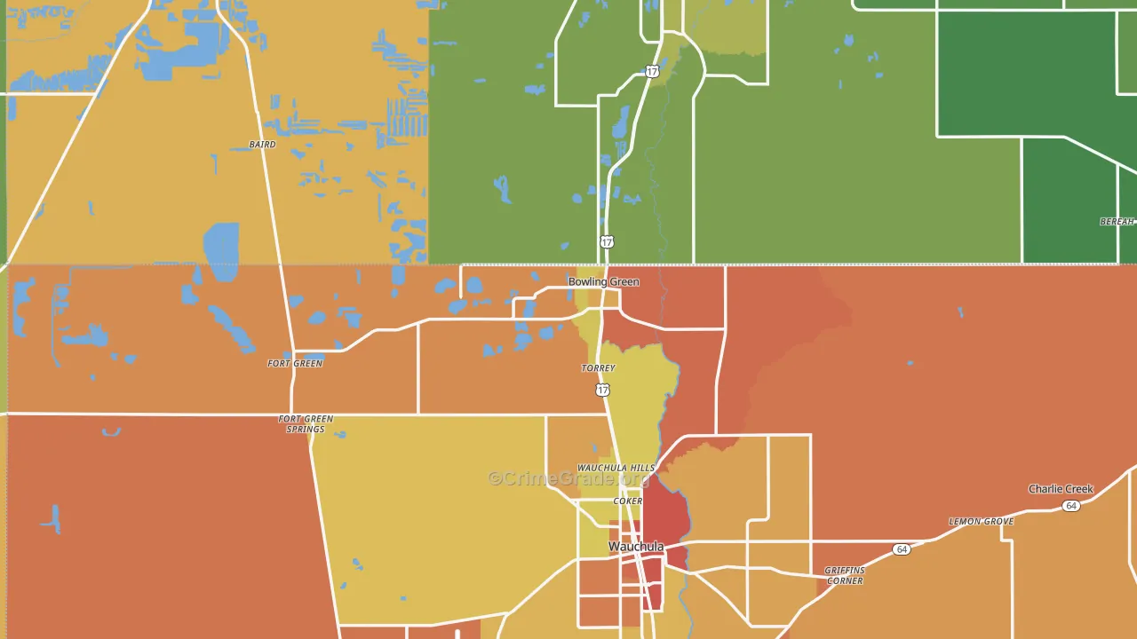 Bowling Green, FL Map of Assault Rates