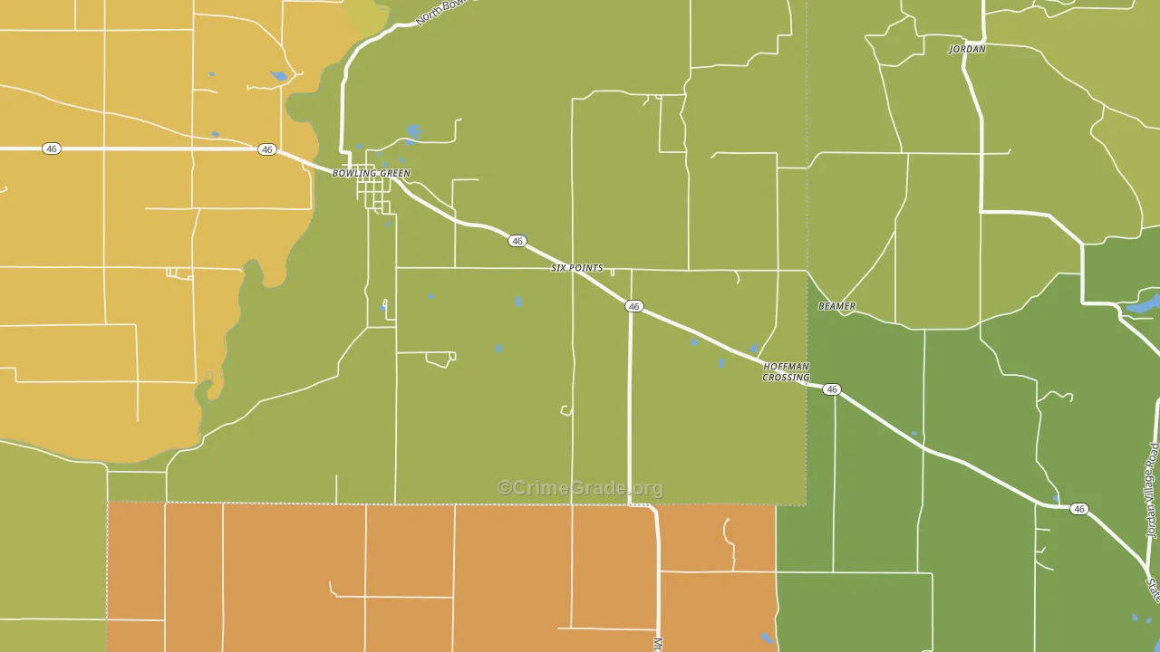 Bowling Green, IN Map of Assault Rates