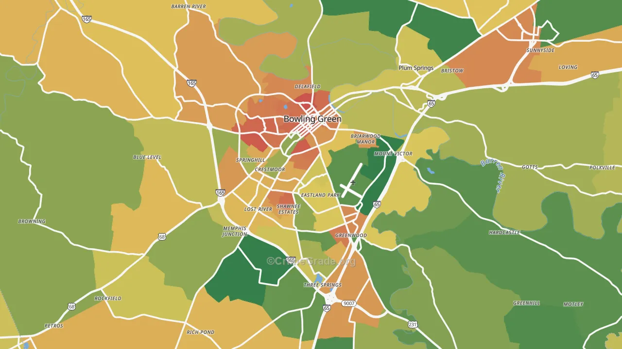 Bowling Green, KY Map of Assault Rates