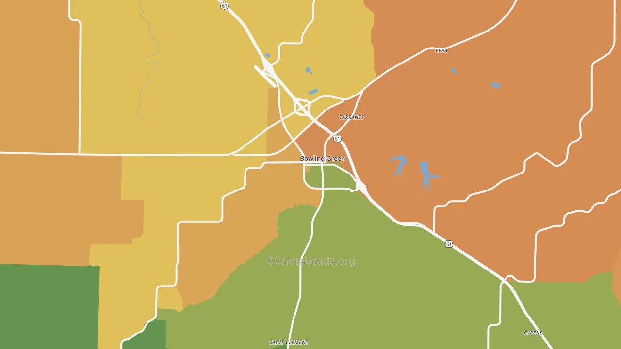 Bowling Green, MO Map of Assault Rates