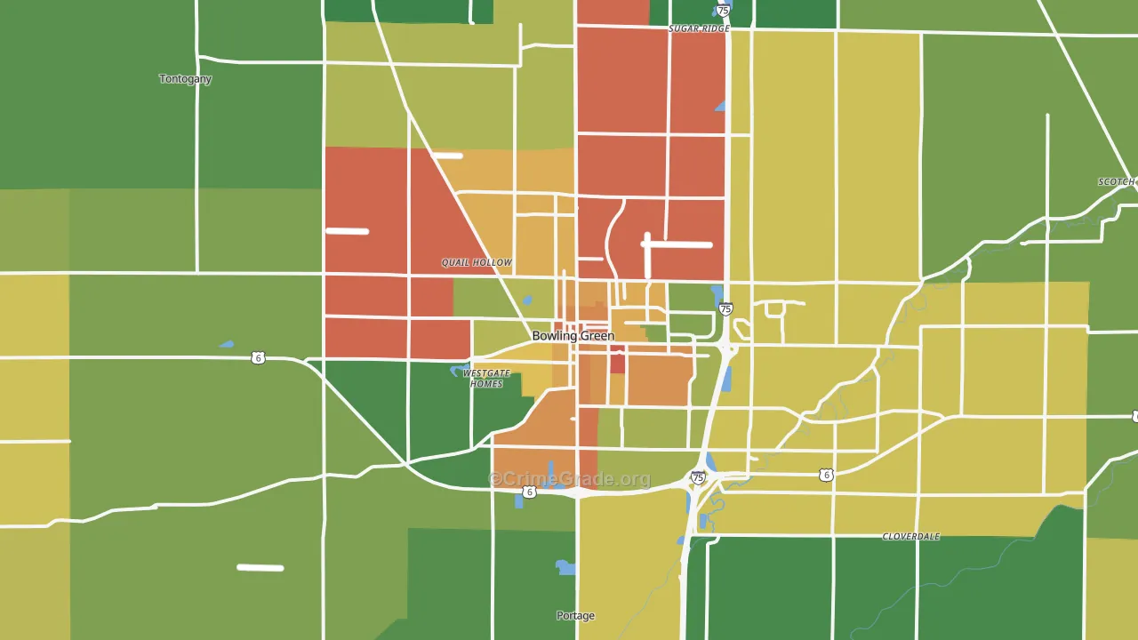 Bowling Green, OH Map of Assault Rates