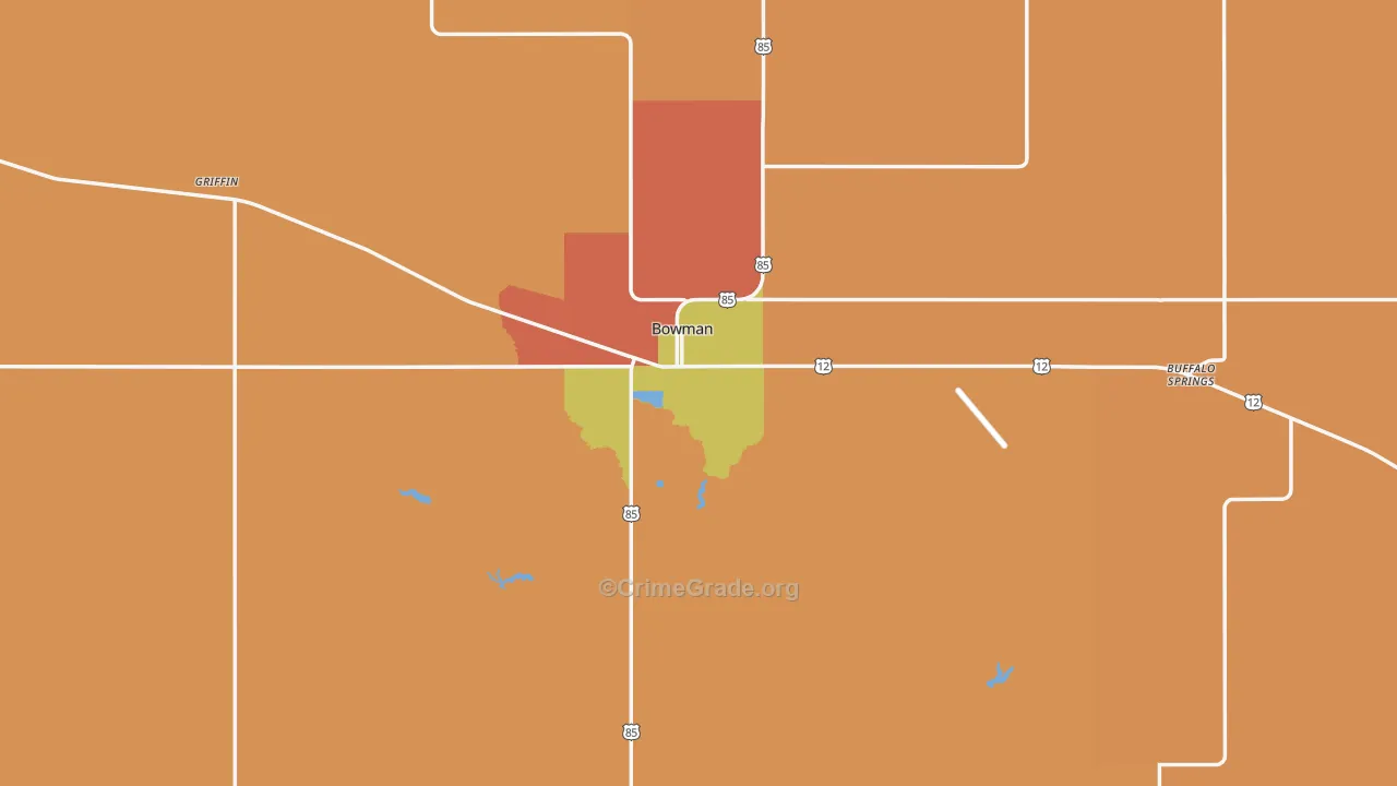Bowman County, ND Map of Assault Rates