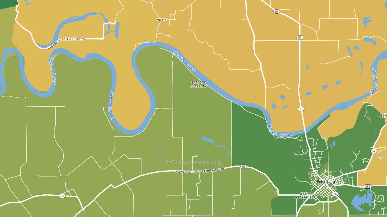 Bowman, IN Map of Assault Rates