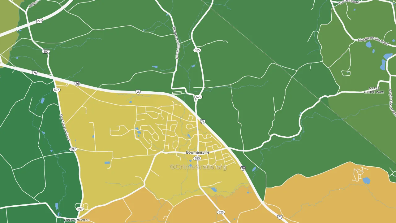 Bowmansville, PA Map of Assault Rates