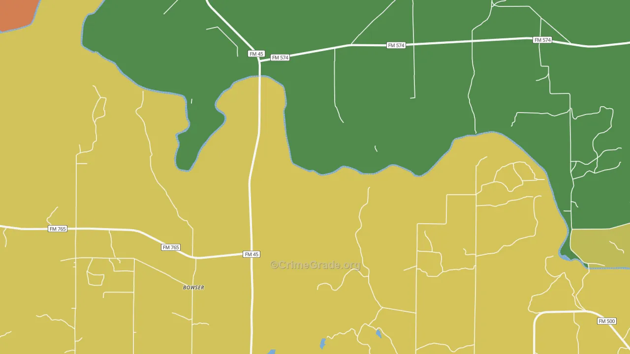 Bowser, TX Map of Assault Rates