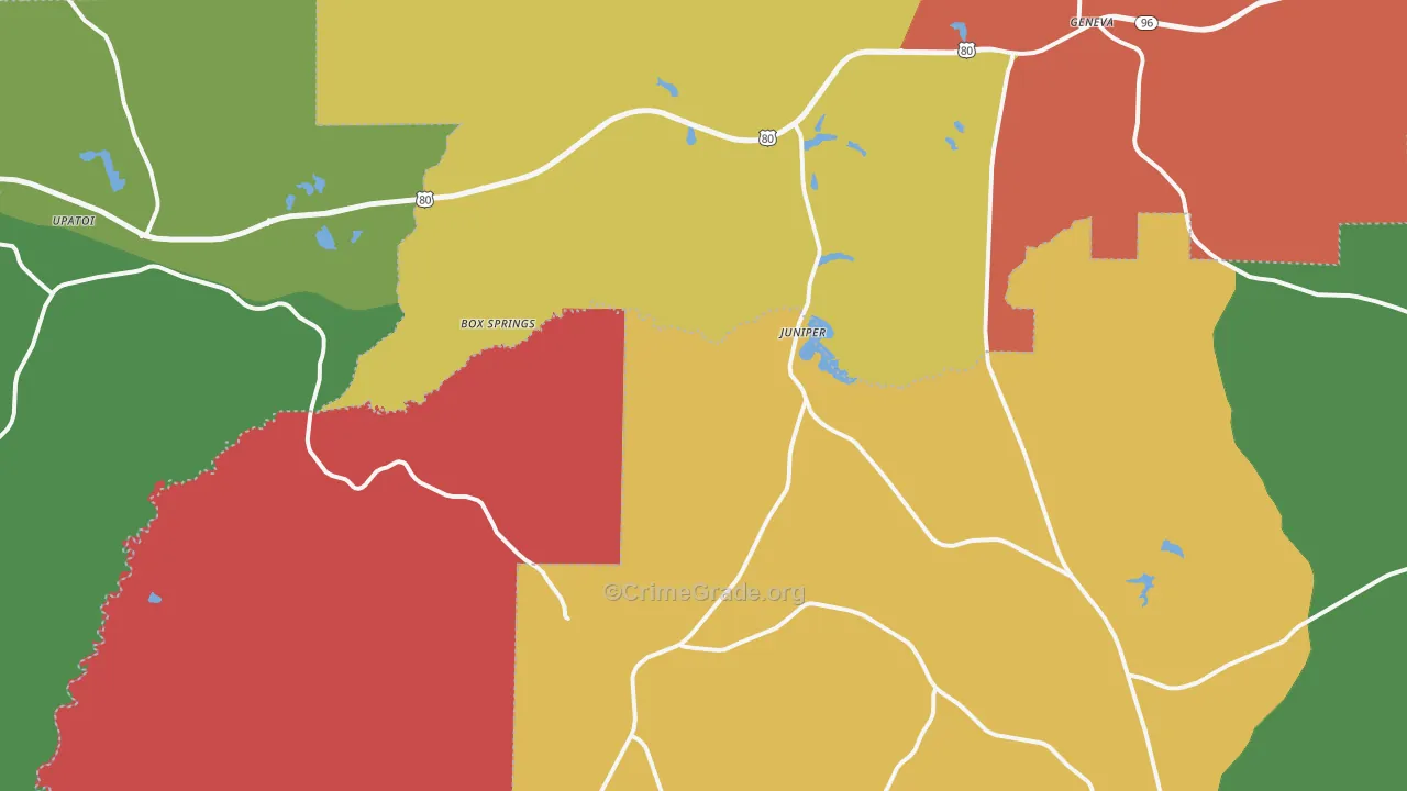 Box Springs, GA Map of Assault Rates