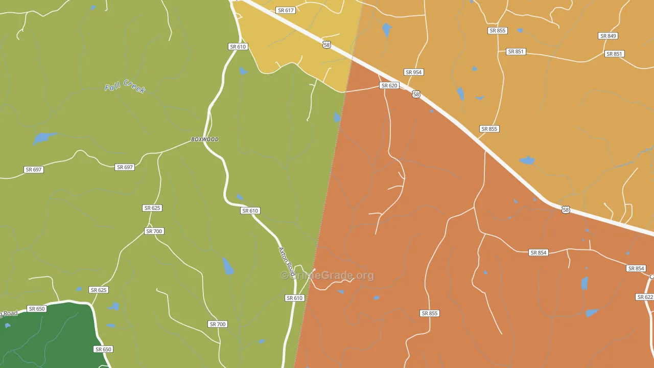 Boxwood, VA Map of Assault Rates