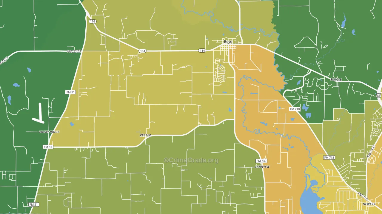 Boyd, TX Map of Assault Rates