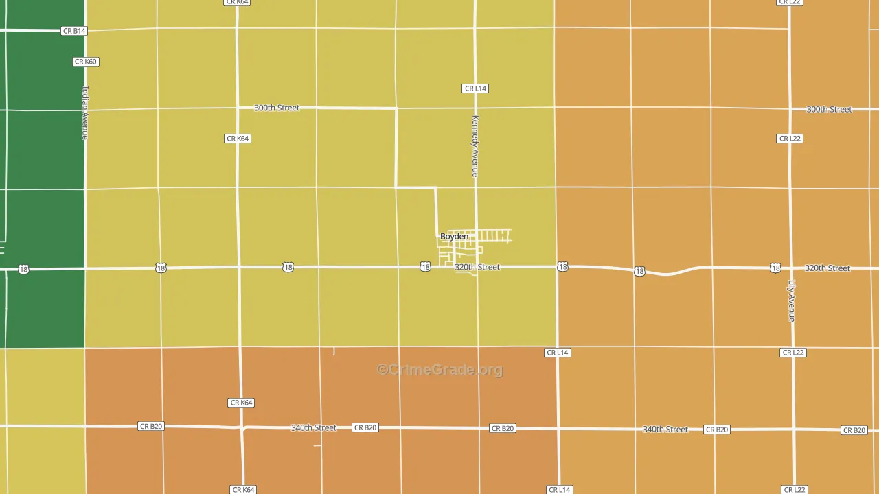 Boyden, IA Map of Assault Rates