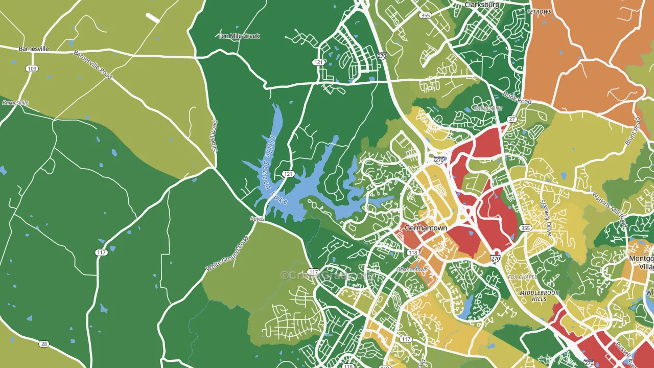 Boyds, MD Map of Assault Rates