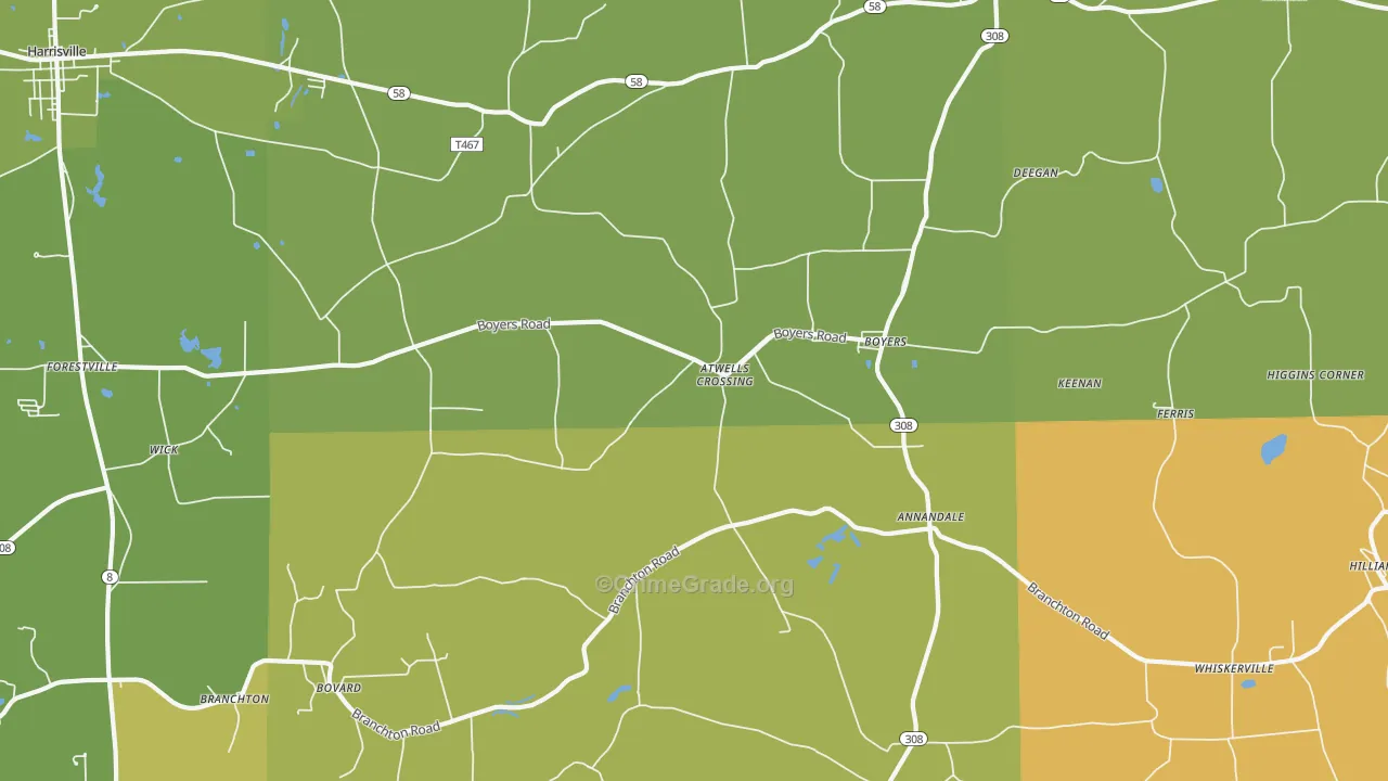 Boyers, PA Map of Assault Rates