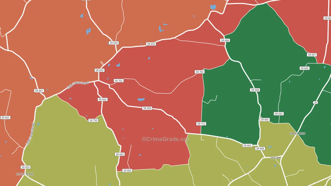 Boykins and Branchville, VA Map of Assault Rates