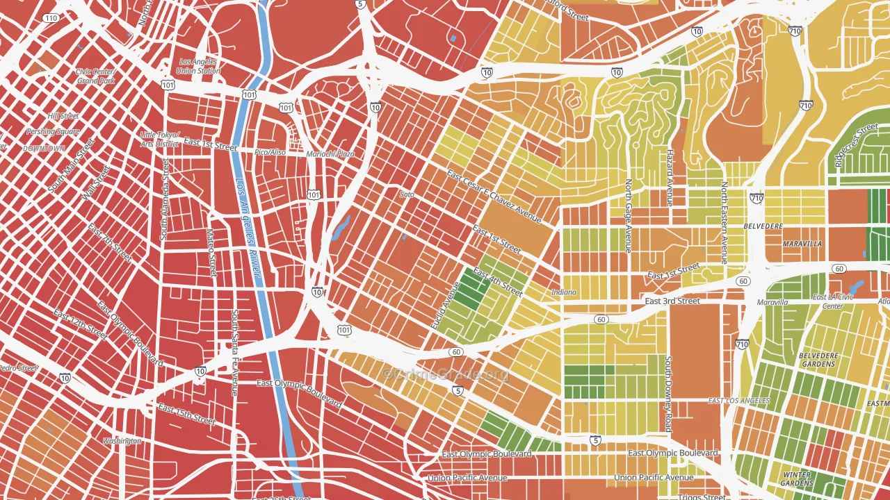 Boyle Heights, Los Angeles, CA Map of Assault Rates