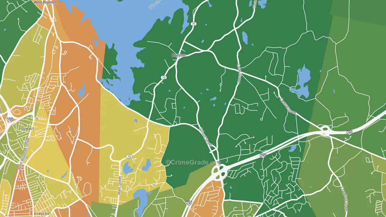 Boylston, MA Map of Assault Rates