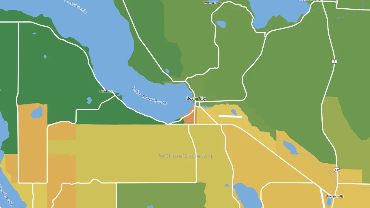 Boyne City, MI Map of Assault Rates