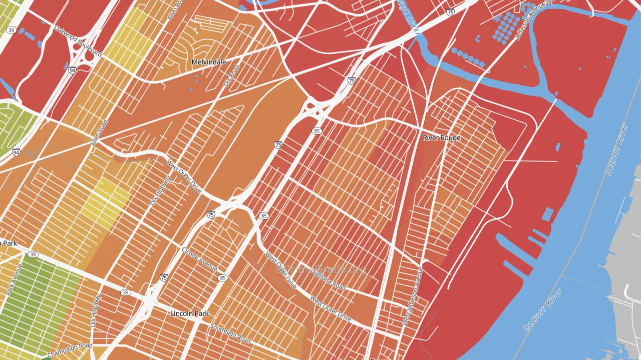 Boynton, Detroit, MI Map of Assault Rates