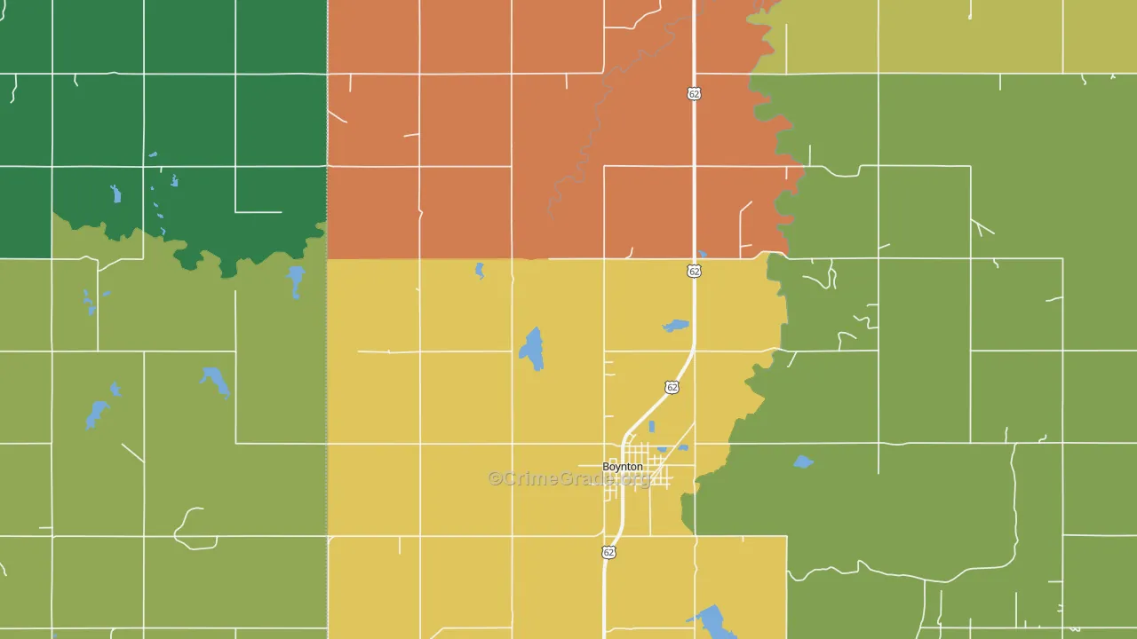 Boynton, OK Map of Assault Rates
