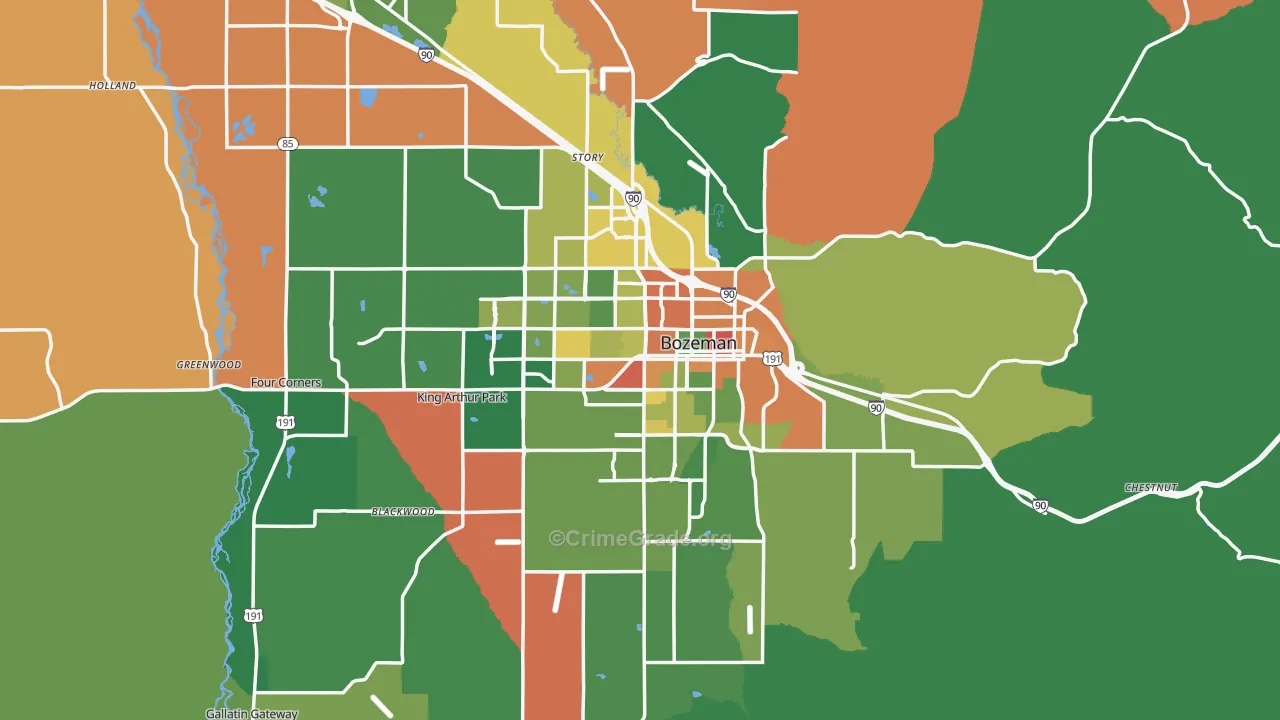 Bozeman, MT Map of Assault Rates