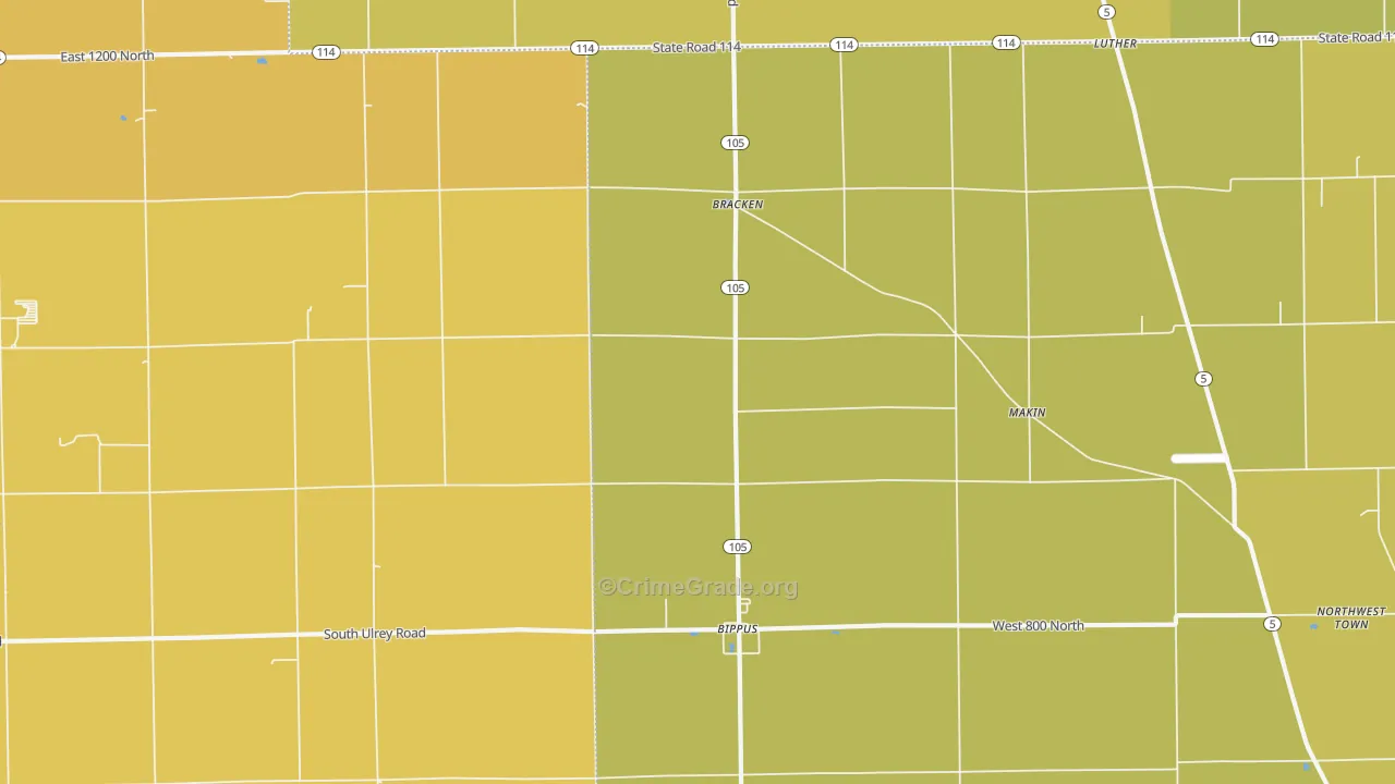 Bracken, IN Map of Assault Rates