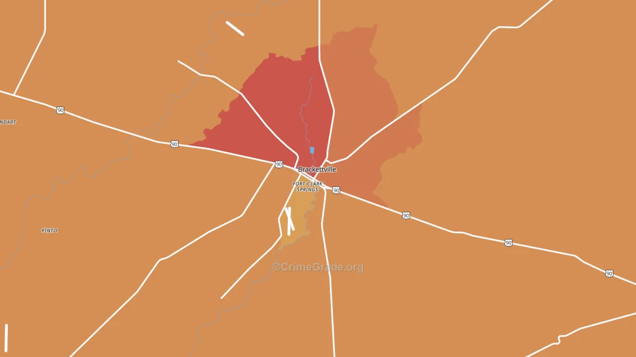 Brackettville, TX Map of Assault Rates
