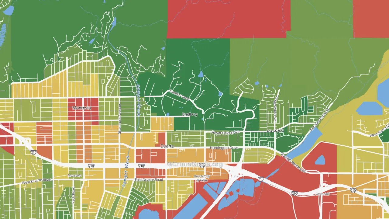 Bradbury, CA Map of Assault Rates
