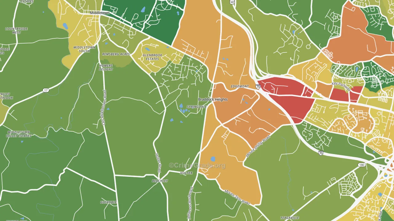 Braddock Heights, MD Map of Assault Rates
